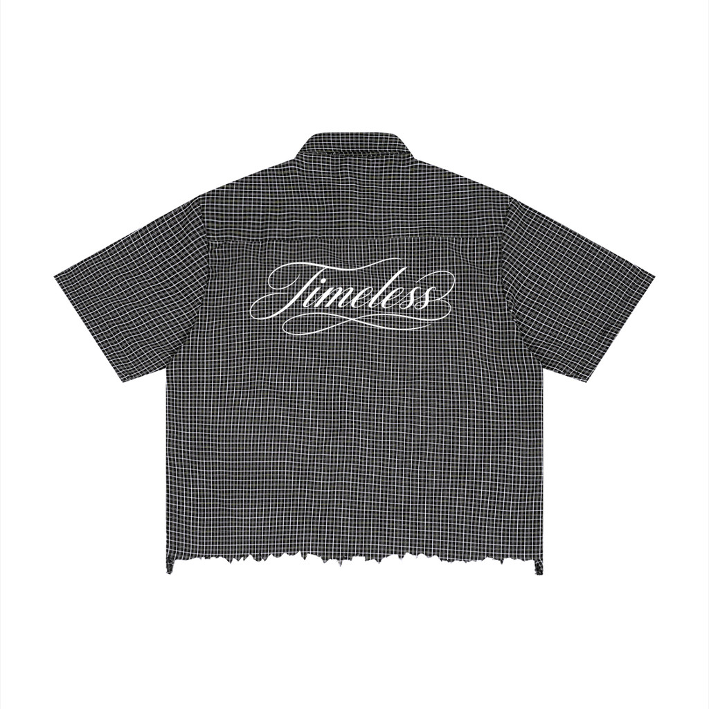 Timeless Distressed Plaid Boxy Shirt