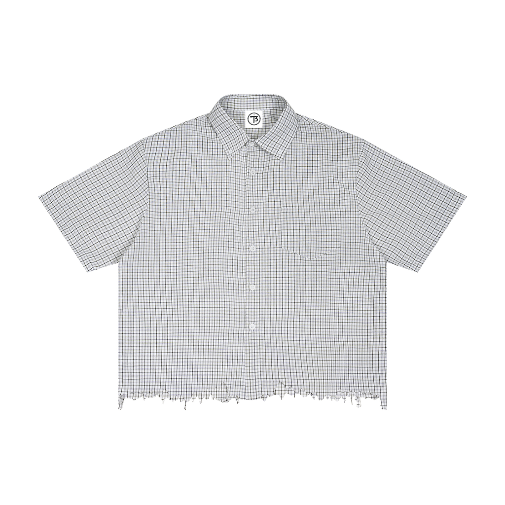 Timeless Distressed Plaid Boxy Shirt