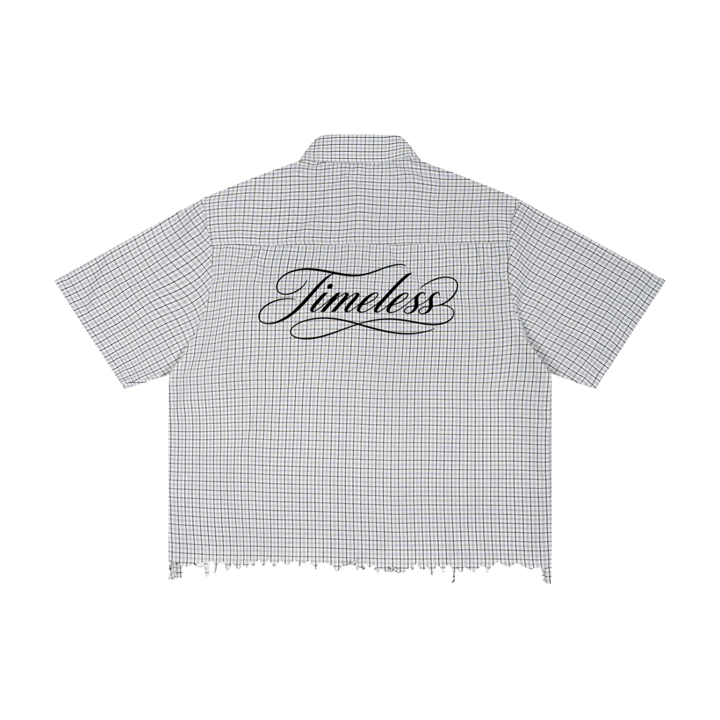 Timeless Distressed Plaid Boxy Shirt