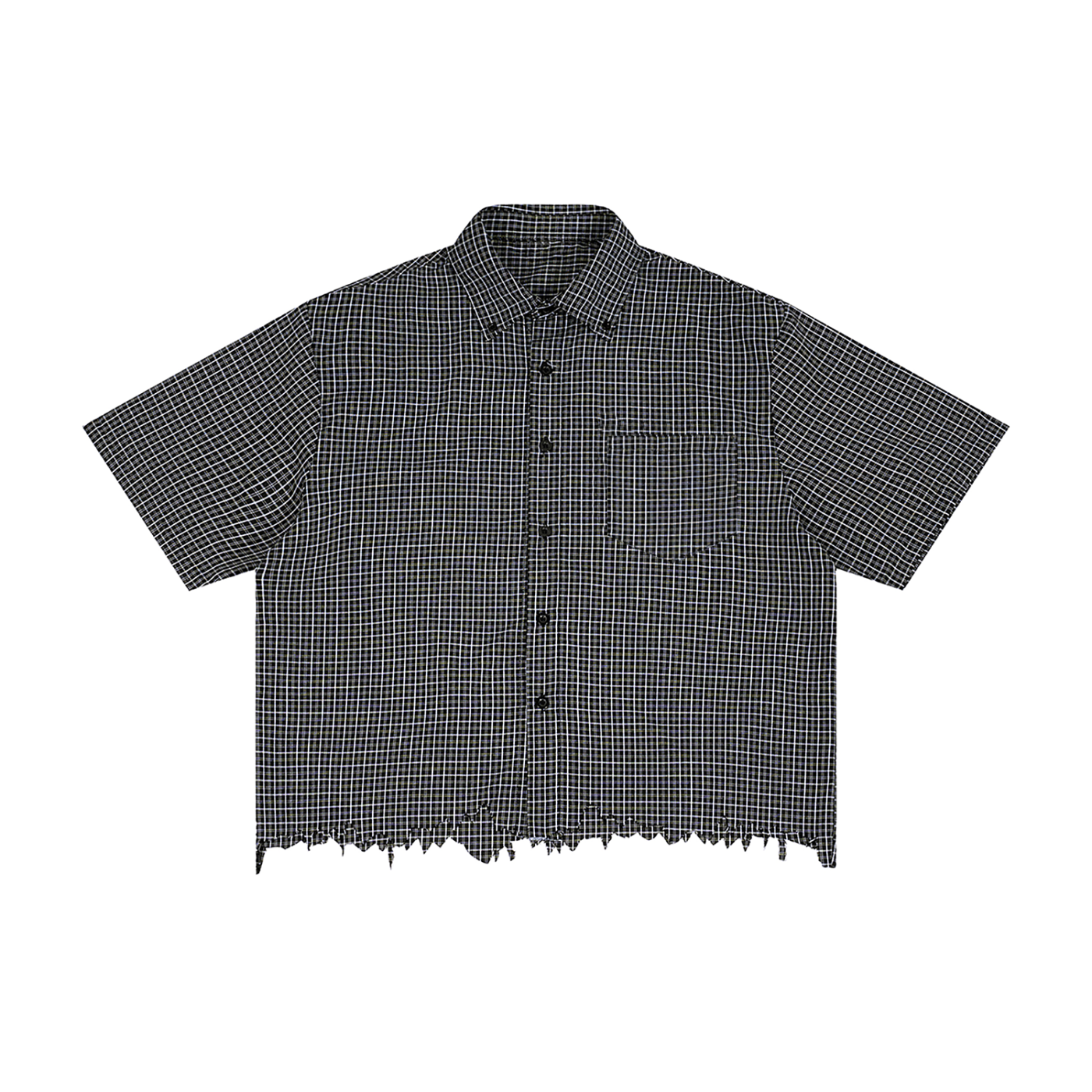 Timeless Distressed Plaid Boxy Shirt