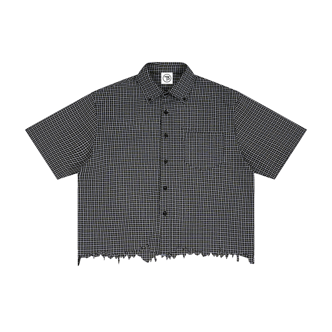 Timeless Distressed Plaid Boxy Shirt